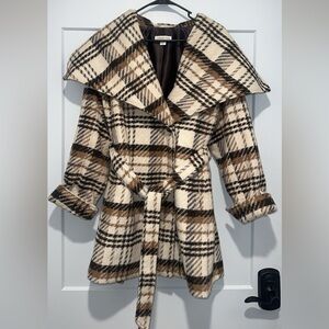Coldwater Creek Women's Plaid Cape - Brown and Cream